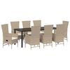 vidaXL Garten Essgruppe mit Kissen 9 pcs Beige Poly-Rattan