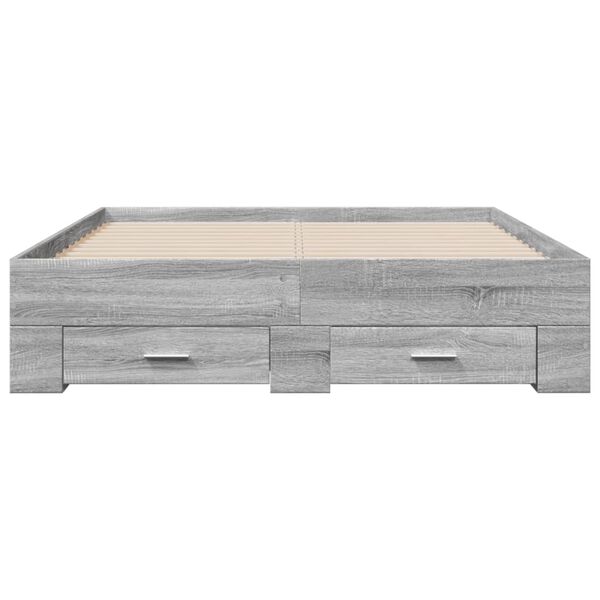vidaXL Bettgestell mit Schubladen Grau Sonoma 140x190 cm Holzwerkstoff