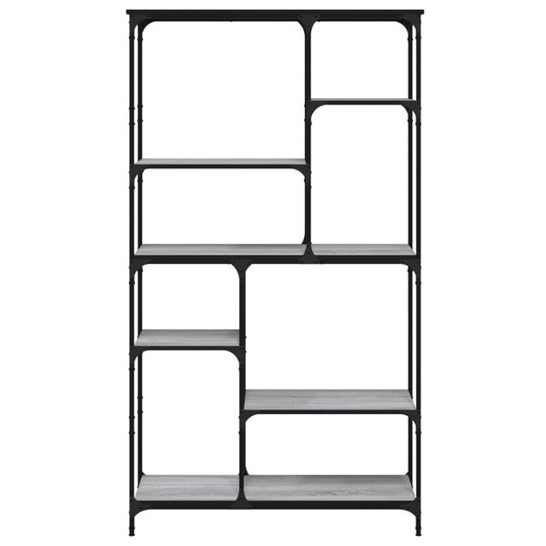 vidaXL B&uuml;cherregal Grau Sonoma 99x35,5x176 cm Holzwerkstoff und Stahl