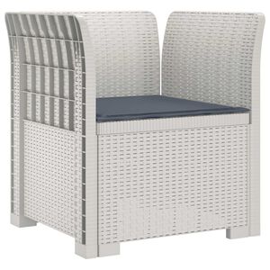 vidaXL 1-Sitzer Sessel mit Kissen Rattan-Look PP Wei&szlig;