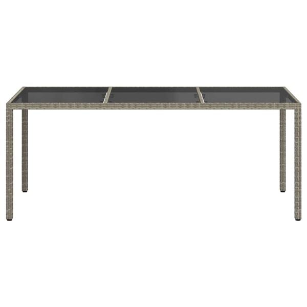 vidaXL Gartentisch Grau 190x90x75 cm Geh&auml;rtetes Glas und Poly Rattan