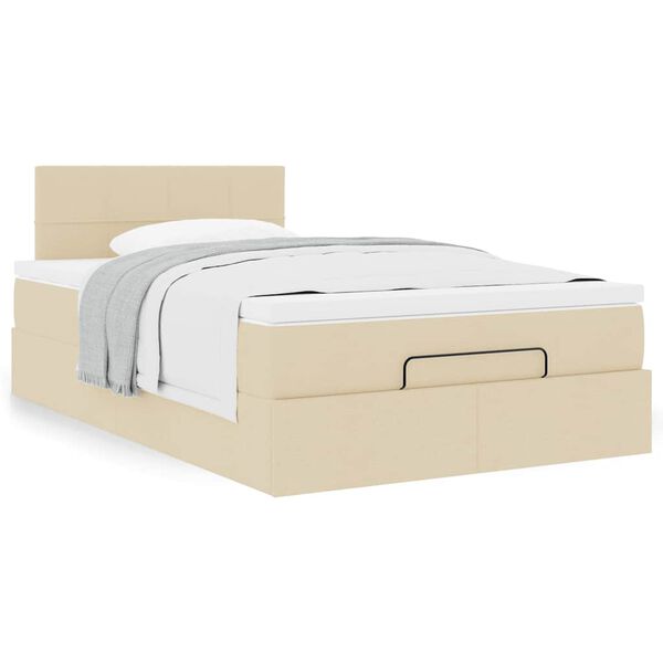 vidaXL Ottoman-Bett mit Matratze Creme 120x190 cm Stoff
