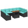 vidaXL Gartensofa-set 10 stk. 9-Sitzanzahl Schwarz und T&uuml;rkis