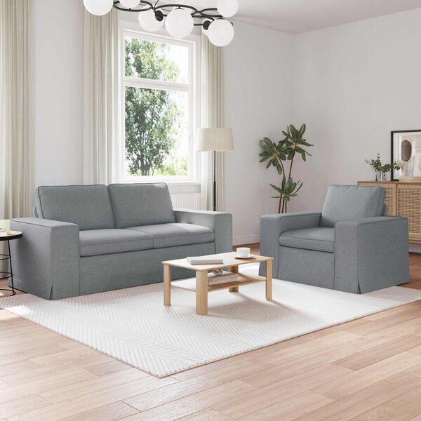 vidaXL Sofa 140cm 2 pcs Hellgrau Metall