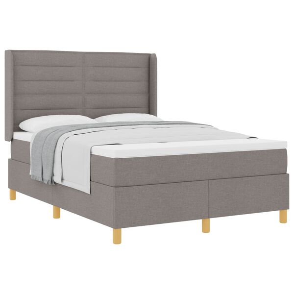 vidaXL Boxspringbett mit Matratze Taupe 140 x 190 cm Stoff