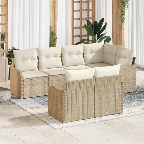 vidaXL Gartensofa-set Beige Poly-Rattan