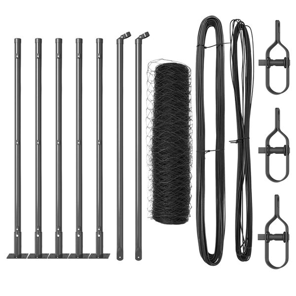 vidaXL Zaunpfosten Grau 10 x 0,5 m (50 mm Maschen) Stahl und PVC