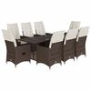 vidaXL 9-tlg. Garten-Essgruppe mit Kissen Braun Poly Rattan