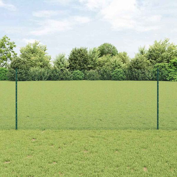 vidaXL Zaun mit Pfosten Gr&uuml;n 1 x 25 m Stahl
