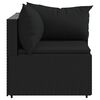 vidaXL Garten-Ecksofa mit Kissen Schwarz Poly Rattan