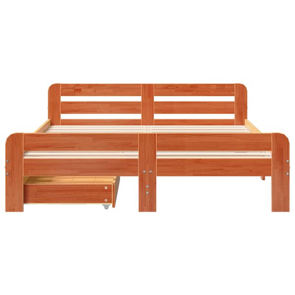 vidaXL Massivholzbett ohne Matratze Wachsbraun 140x190 cm Kiefernholz