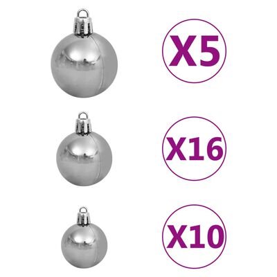 vidaXL Künstlicher Weihnachtsbaum Kopfüber Beleuchtung & Kugeln 210 cm