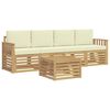 vidaXL Outdoor-Sofagarnitur mit Kissen 5 pcs Wei&szlig; und Creme Polyester