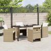vidaXL Garten Essgruppe mit Kissen 5 pcs Beige Poly-Rattan