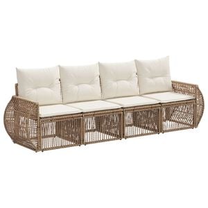 vidaXL Gartensofa-set 4 stk. Beige und Cremewei&szlig; Poly-Rattan