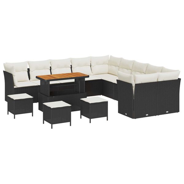 vidaXL Gartensofa-set 14 pcs Schwarz Poly-Rattan
