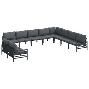 vidaXL Gartensofa-set mit Kissen 10 pcs Schwarz Stahl