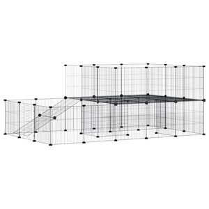 vidaXL 44-tlg. Haustierk&auml;fig mit T&uuml;r Schwarz 175x105x70 cm Stahl