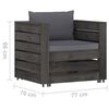 vidaXL 12-tlg. Garten-Lounge-Set mit Kissen Grau Impr&auml;gniertes Holz