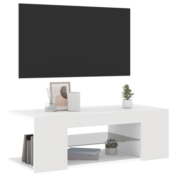 vidaXL TV-Schrank mit LED-Leuchten Wei&szlig; 90x39x30 cm