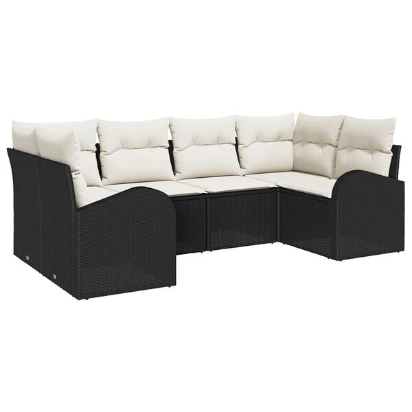 vidaXL Gartensofa-set mit Kissen 6 pcs Schwarz Poly Rattan