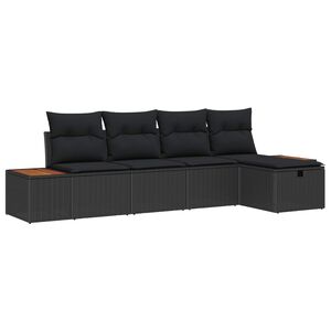 vidaXL Gartensofa-set mit Kissen 5 pcs Schwarz Poly-Rattan