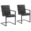 vidaXL Freischwinger 2 Stk. Schwarz Echtleder