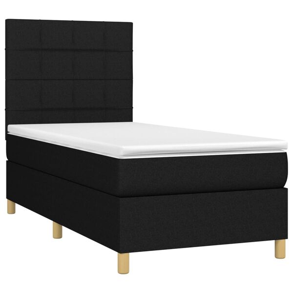 vidaXL Boxspringbett mit Matratze & LED Schwarz 80x200 cm Stoff