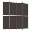 vidaXL 4-tlg. Paravent Braun 200x200 cm Stoff
