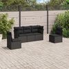 vidaXL 5-tlg. Garten-Sofagarnitur mit Kissen Schwarz Poly Rattan