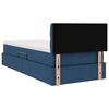 vidaXL Bett mit Stauraum und LED mit Matratze Blau 90 x 190 cm Stoff