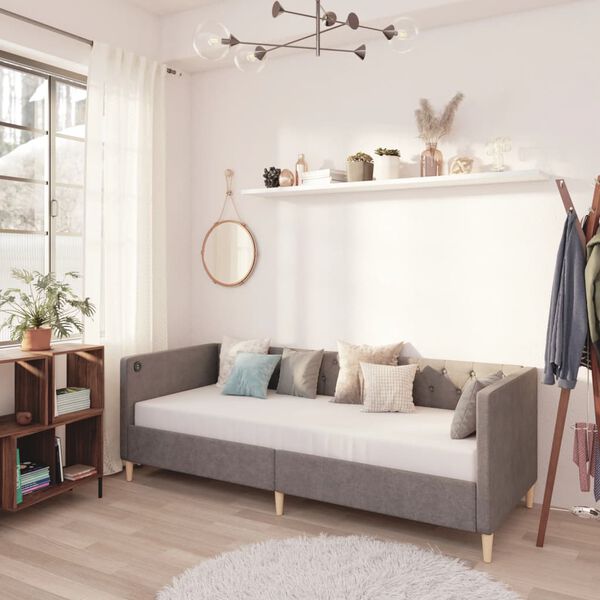 vidaXL Tagesbett mit Matratze USB Hellgrau Stoff 90x200 cm