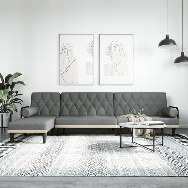 vidaXL Schlafsofa in L-Form Dunkelgrau 260x140x70 cm Stoff