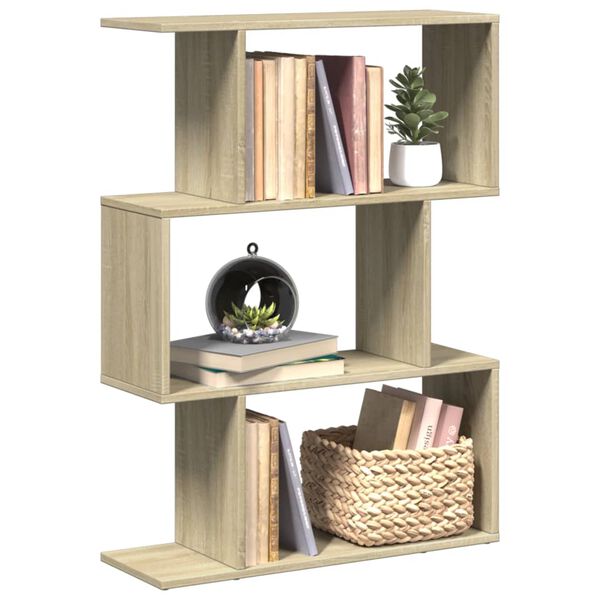 vidaXL Raumteiler-Bücherregal 3 Fächer Sonoma-Eiche 70x24x97 cm