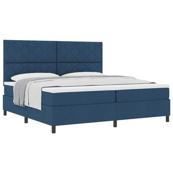 vidaXL Boxspringbett mit Matratze mit Kopfteil Blau 200 x 200 cm Stoff