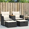 vidaXL Gartensofa 2-Sitzer mit Hockern Schwarz Poly Rattan