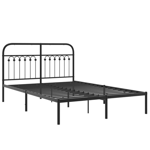 vidaXL Bettgestell mit Kopfteil Metall Schwarz 140x190 cm