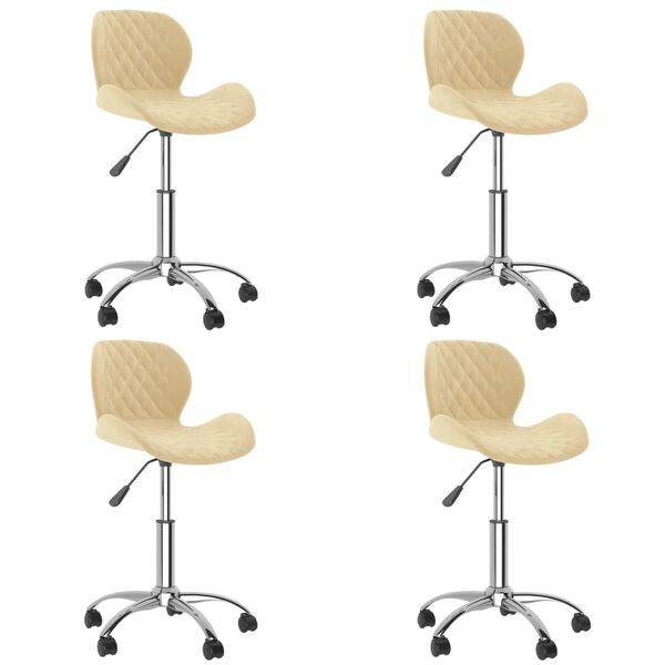 vidaXL Esszimmerst&uuml;hle 4 Stk. Drehbar Creme Samt