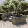 vidaXL 7-tlg. Garten-Lounge-Set mit Kissen Grau Poly Rattan