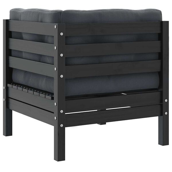 vidaXL 2-Sitzer-Gartensofa mit Kissen Grau Massivholz Kiefer