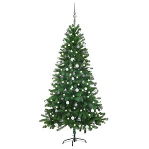 vidaXL K&uuml;nstlicher Weihnachtsbaum mit Beleuchtung & Kugeln 180 cm Gr&uuml;n