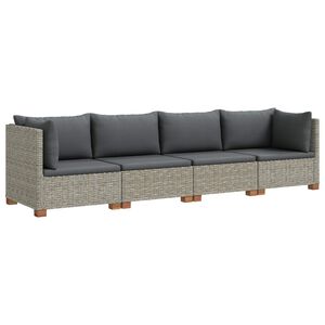 vidaXL 4 Stk. Rattan-Lounge-Set mit Kissen GENDT Naturrattan Kubu Grau