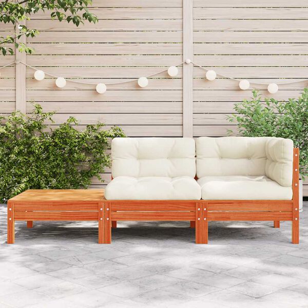 vidaXL Gartensofa mit Kissen und Fußhocker Massivholz Kiefer