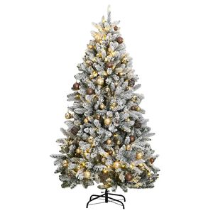 vidaXL K&uuml;nstlicher Weihnachtsbaum Klappbar 300 LEDs & Kugeln 180 cm