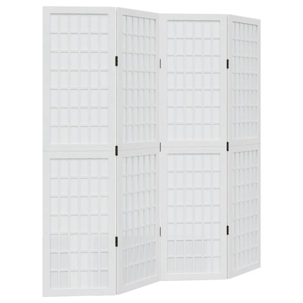 vidaXL 4-tlg. Raumteiler Wei&szlig; Massivholz Paulownia