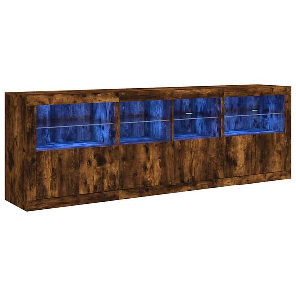 vidaXL Sideboard mit LED-Leuchten R&auml;uchereiche 202x37x67 cm