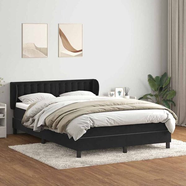 vidaXL Boxspringbett mit Matratze Schwarz 160x210 cm Samt