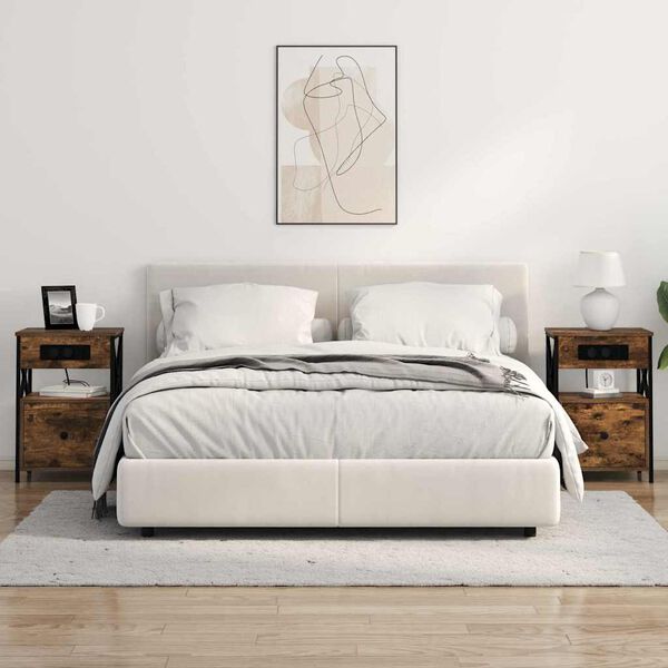 vidaXL Nachttisch 2 pcs Ger&auml;ucherte Eiche 40 x 31 x 60 cm