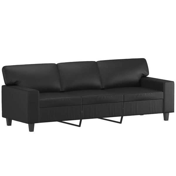 vidaXL 3-Sitzer-Sofa Schwarz 180 cm Kunstleder