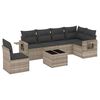 vidaXL 7-tlg. Garten-Sofagarnitur mit Kissen Hellgrau Poly Rattan